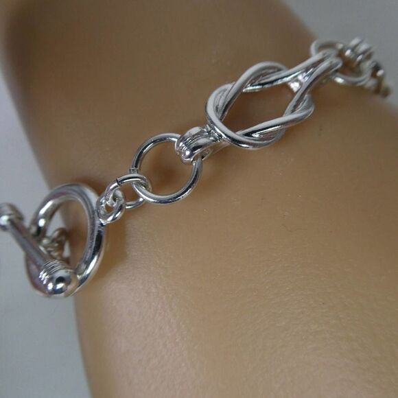 Sailor Knot Love Station Toggle Bracelet Silver Tone Nautical Maritime Knotted - Picture 6 of 7